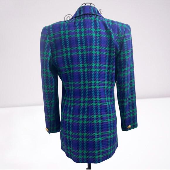 Dana Buchman Vintage 100% Wool 80's Colorful Plaid Suit Jacket Blazer Size 6 - Picture 2 of 9